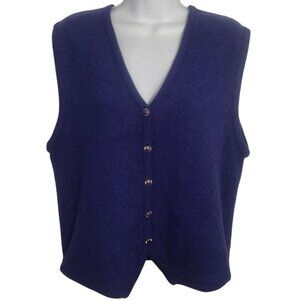 Fred Thomas Wool Blend Women's Boucle Sweater Vest S Indigo Preppy Vintage 80s
